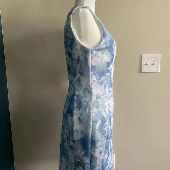 Calvin Klein Blue and White Sheath Midi Dress Sleeveless - Picture 4 of 10